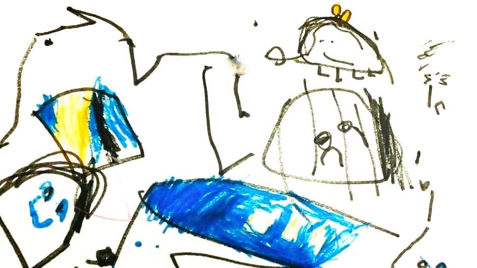 چهار سال و شش ماه: نقاشی‌ کودک چهار ساله و اطلاع از تغییر برنامهٔ روزانه